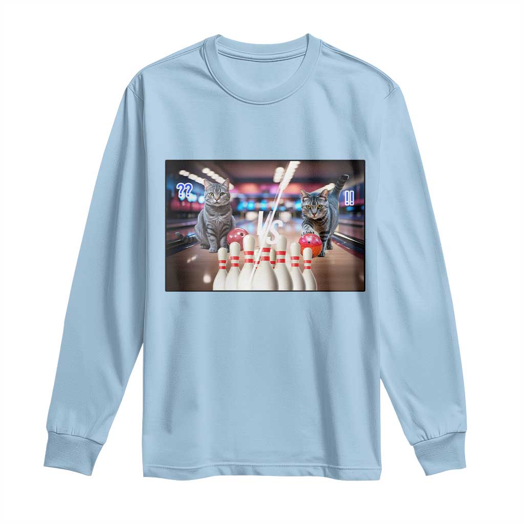 Funny Cats Bowling Battle Long Sleeve Shirt Gift For Cat Lovers - Wonder Print Shop