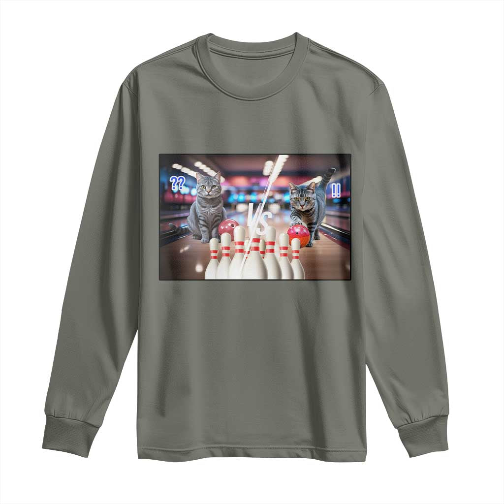 Funny Cats Bowling Battle Long Sleeve Shirt Gift For Cat Lovers - Wonder Print Shop