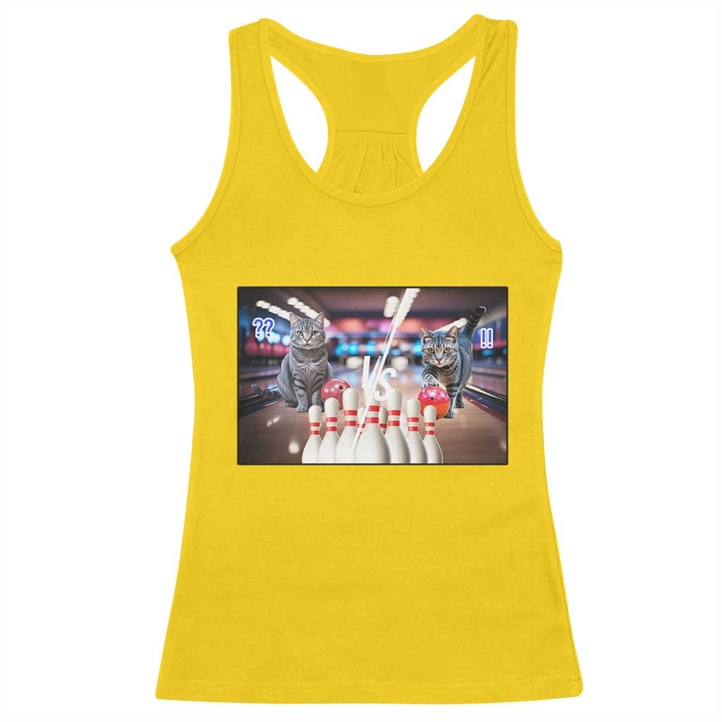Funny Cats Bowling Battle Racerback Tank Top Gift For Cat Lovers - Wonder Print Shop