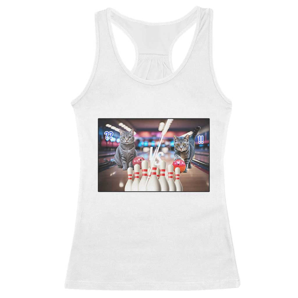 Funny Cats Bowling Battle Racerback Tank Top Gift For Cat Lovers - Wonder Print Shop