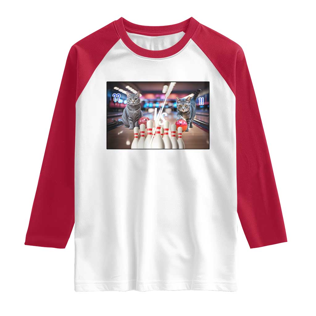 Funny Cats Bowling Battle Raglan Shirt Gift For Cat Lovers - Wonder Print Shop