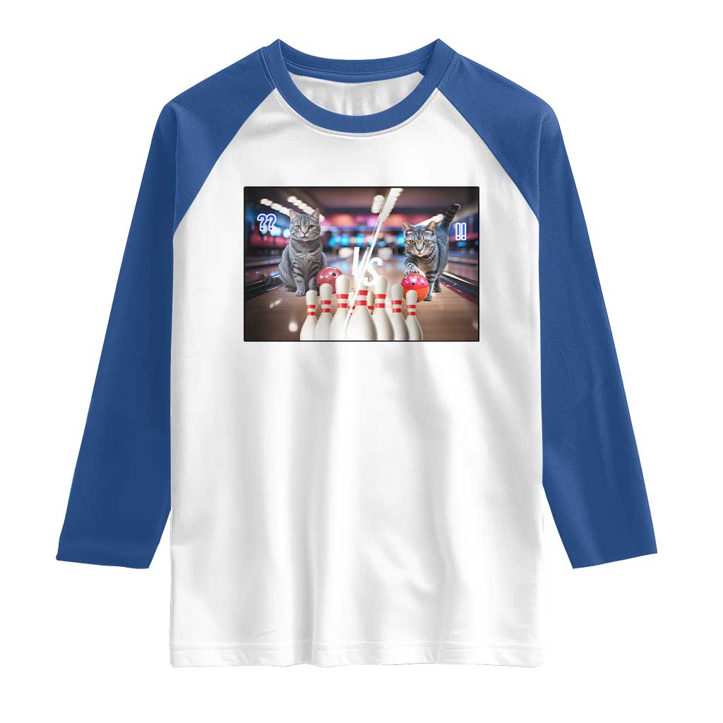 Funny Cats Bowling Battle Raglan Shirt Gift For Cat Lovers - Wonder Print Shop