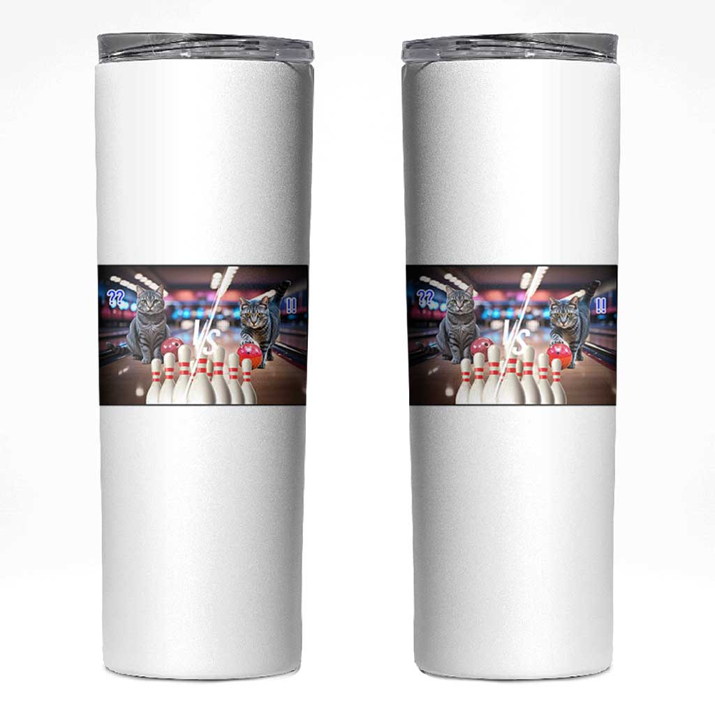 Funny Cats Bowling Battle Skinny Tumbler Gift For Cat Lovers - Wonder Print Shop
