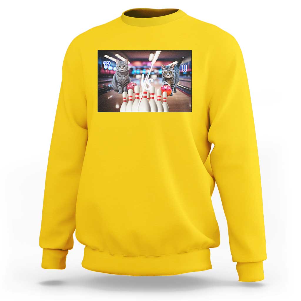 Funny Cats Bowling Battle Sweatshirt Gift For Cat Lovers - Wonder Print Shop