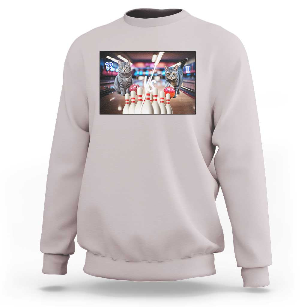 Funny Cats Bowling Battle Sweatshirt Gift For Cat Lovers - Wonder Print Shop