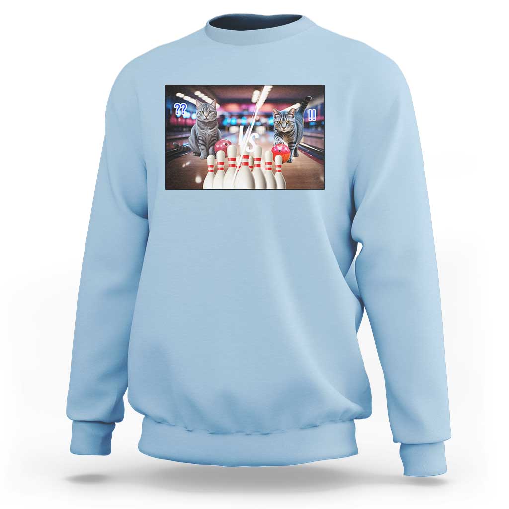 Funny Cats Bowling Battle Sweatshirt Gift For Cat Lovers - Wonder Print Shop