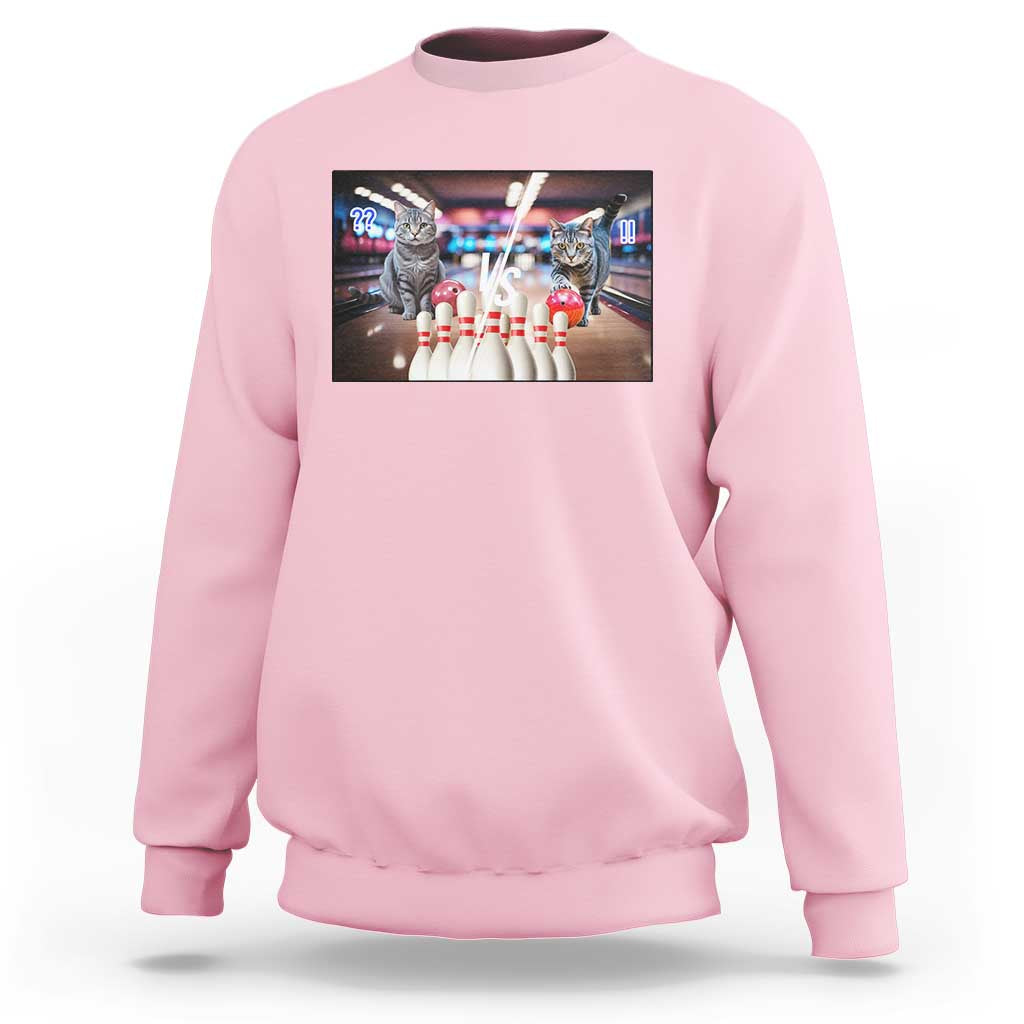 Funny Cats Bowling Battle Sweatshirt Gift For Cat Lovers - Wonder Print Shop