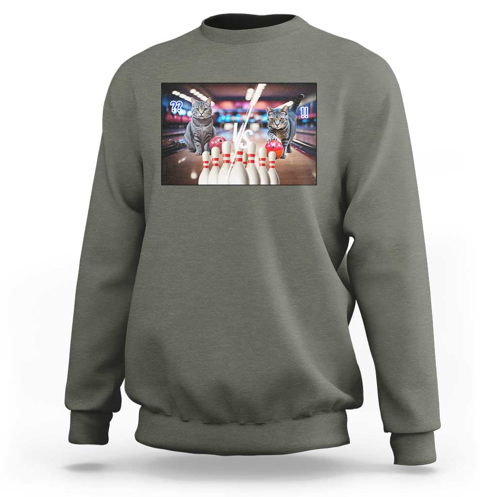 Funny Cats Bowling Battle Sweatshirt Gift For Cat Lovers - Wonder Print Shop