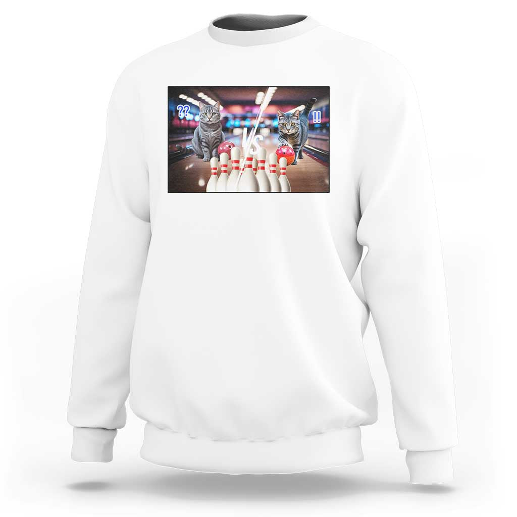 Funny Cats Bowling Battle Sweatshirt Gift For Cat Lovers - Wonder Print Shop