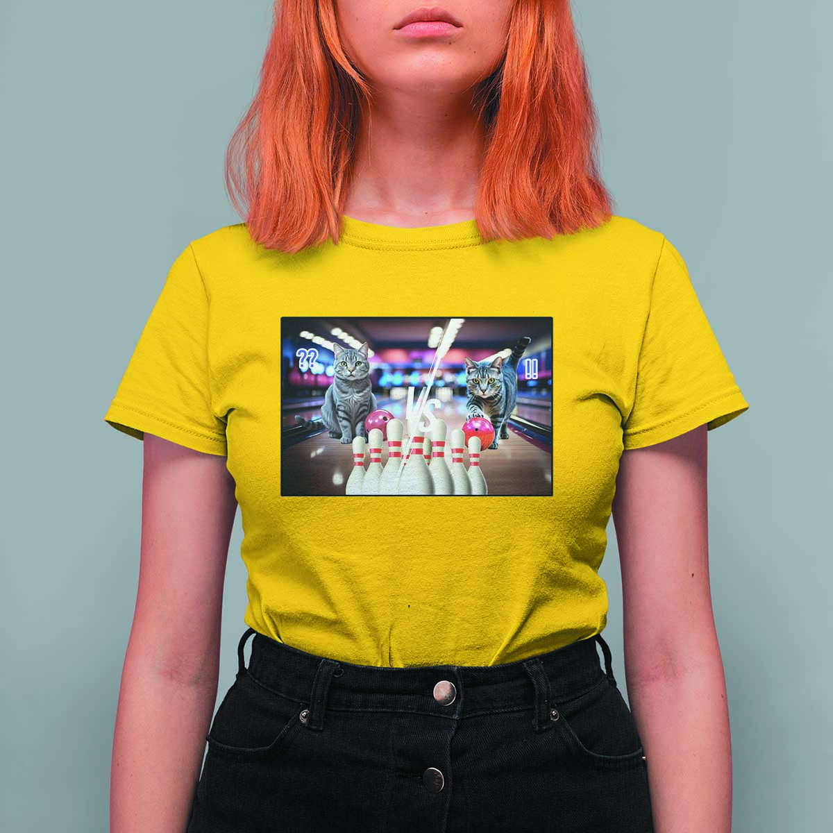 Funny Cats Bowling Battle T Shirt For Women Gift For Cat Lovers - Wonder Print Shop