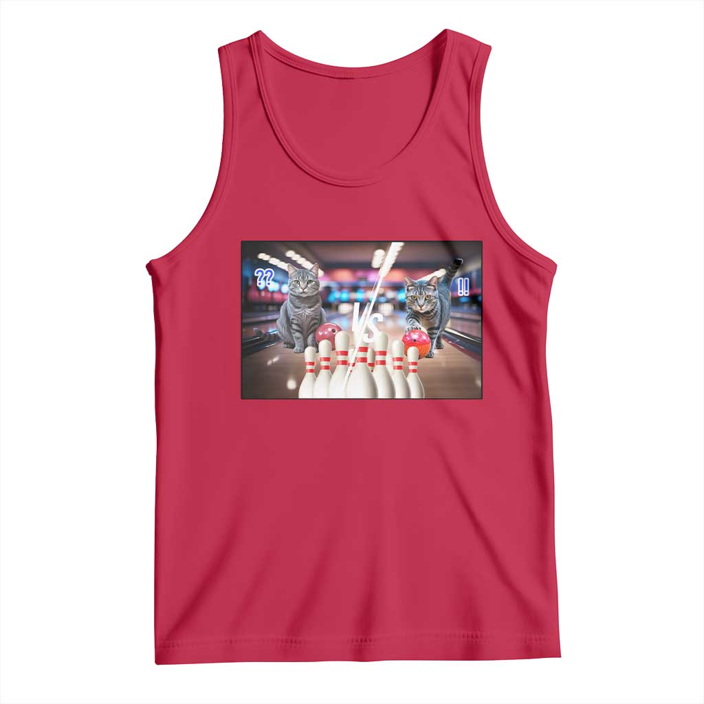 Funny Cats Bowling Battle Tank Top Gift For Cat Lovers - Wonder Print Shop