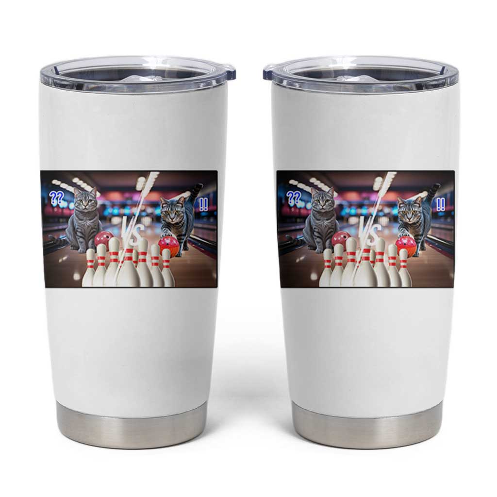 Funny Cats Bowling Battle Tumbler Cup Gift For Cat Lovers - Wonder Print Shop