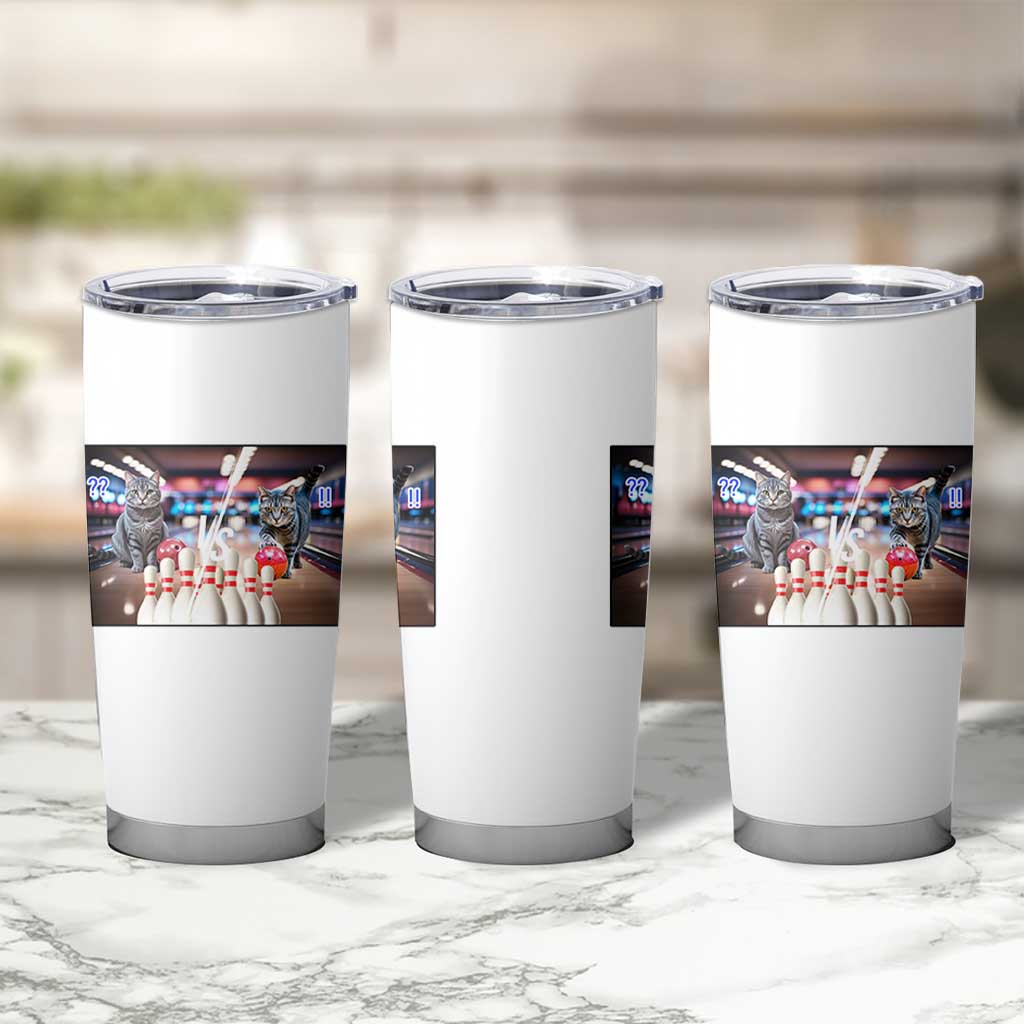 Funny Cats Bowling Battle Tumbler Cup Gift For Cat Lovers - Wonder Print Shop
