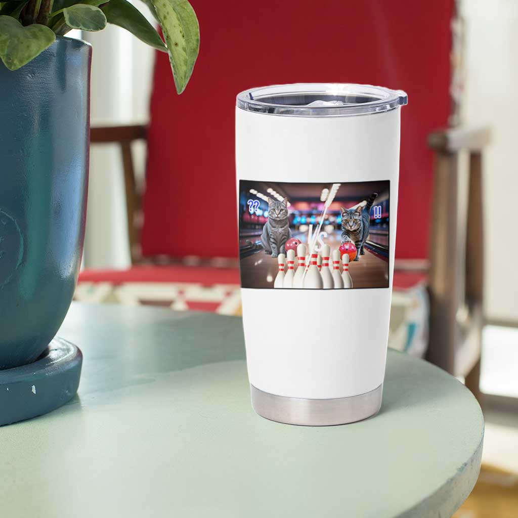 Funny Cats Bowling Battle Tumbler Cup Gift For Cat Lovers - Wonder Print Shop