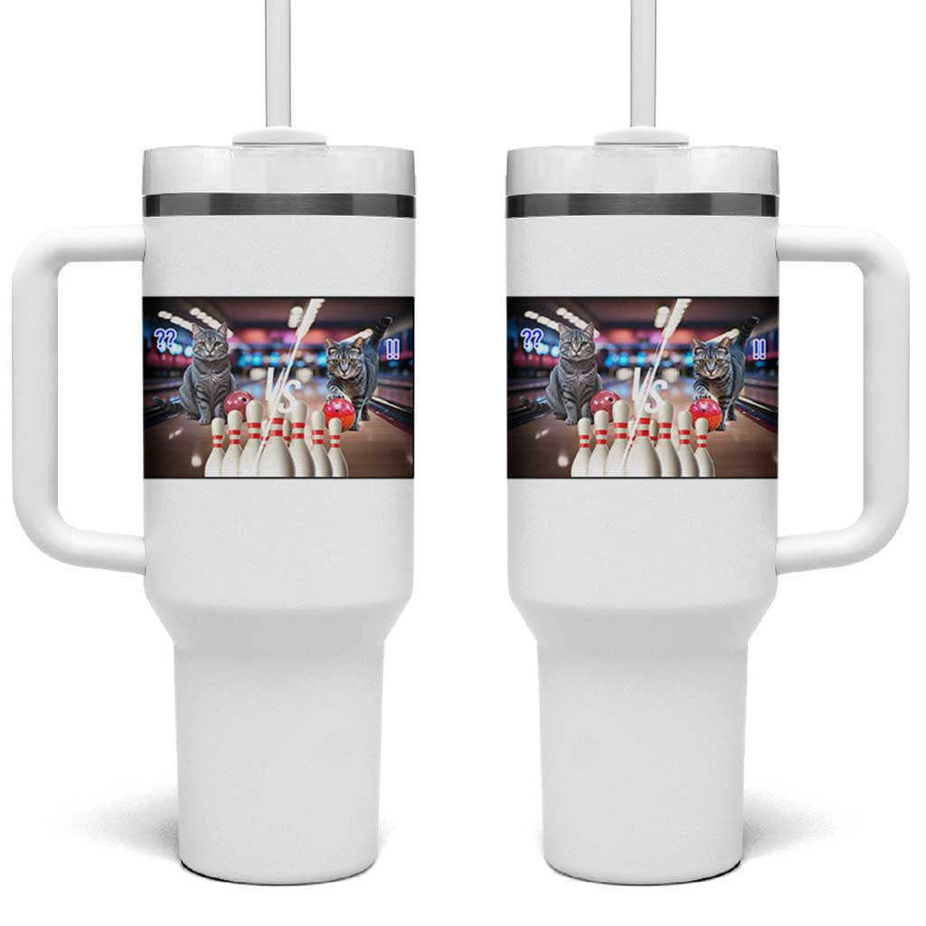 Funny Cats Bowling Battle Tumbler With Handle Gift For Cat Lovers - Wonder Print Shop