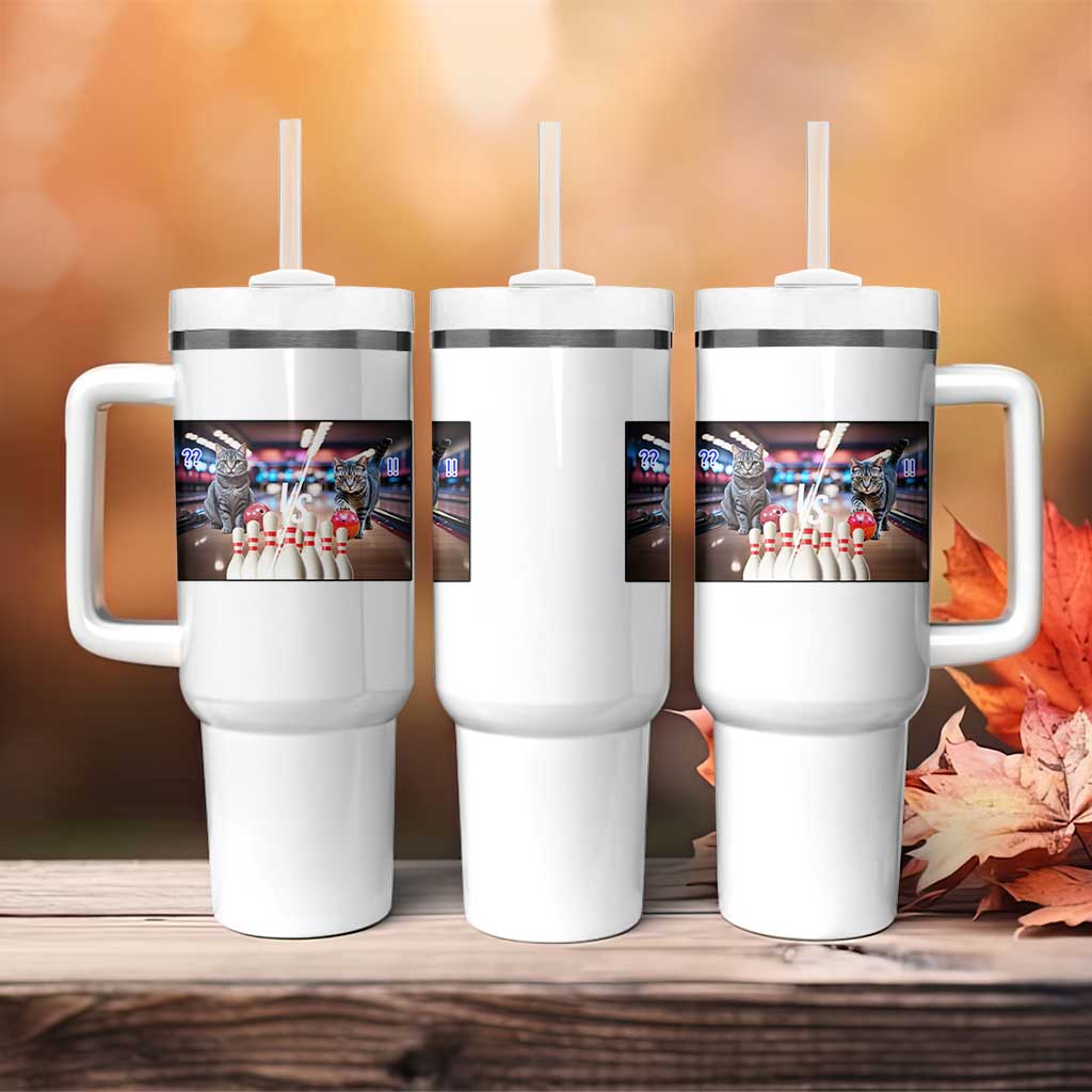 Funny Cats Bowling Battle Tumbler With Handle Gift For Cat Lovers - Wonder Print Shop
