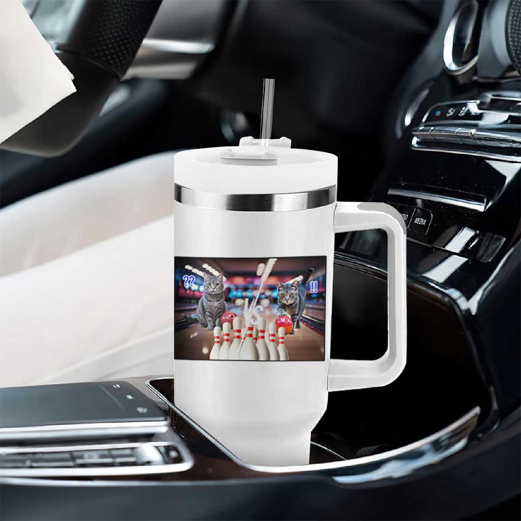 Funny Cats Bowling Battle Tumbler With Handle Gift For Cat Lovers - Wonder Print Shop