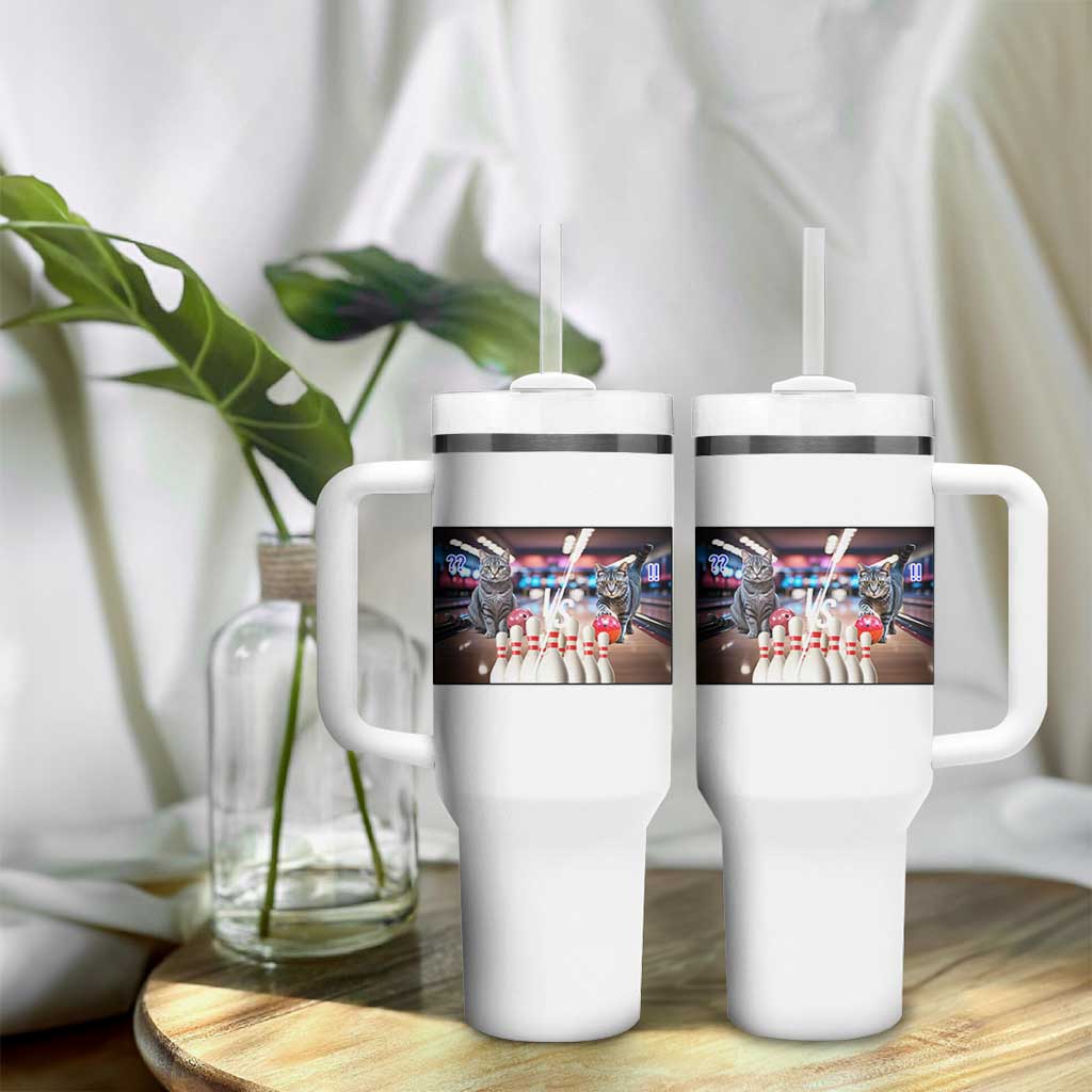 Funny Cats Bowling Battle Tumbler With Handle Gift For Cat Lovers - Wonder Print Shop