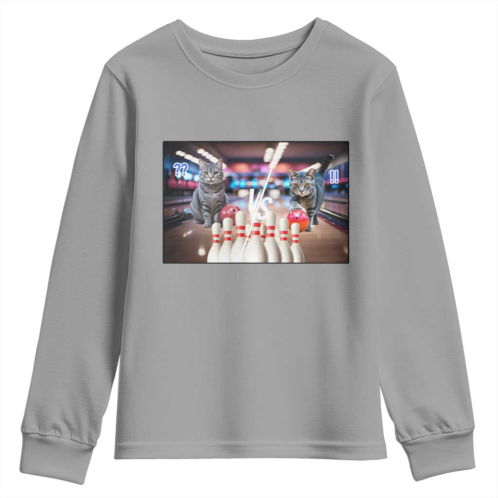 Funny Cats Bowling Battle Youth Sweatshirt Gift For Cat Lovers - Wonder Print Shop