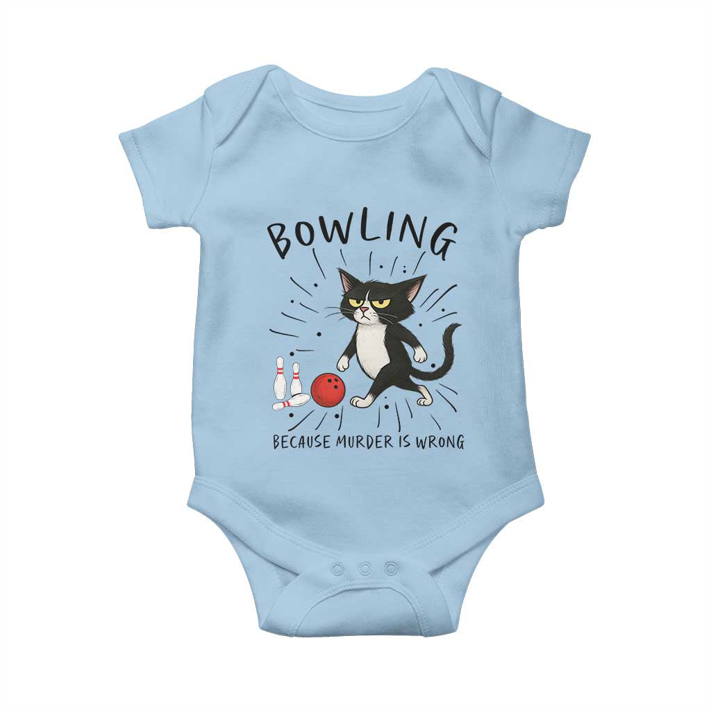 Bowling Because Murder Is Wrong Baby Onesie Funny Cat Lovers Gift - Wonder Print Shop