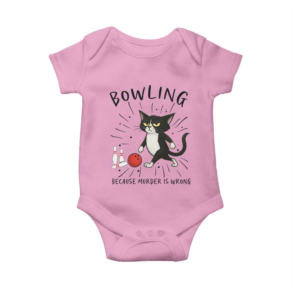 Bowling Because Murder Is Wrong Baby Onesie Funny Cat Lovers Gift - Wonder Print Shop