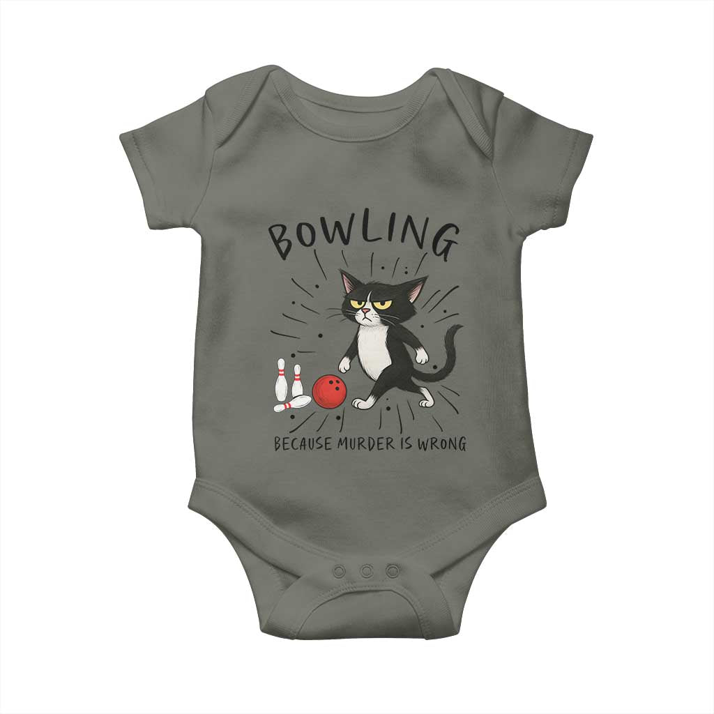 Bowling Because Murder Is Wrong Baby Onesie Funny Cat Lovers Gift - Wonder Print Shop