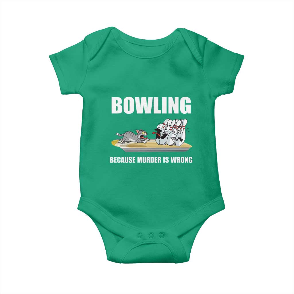 Funny Cat Baby Onesie Bowling Because Murder Is Wrong Gift - Wonder Print Shop