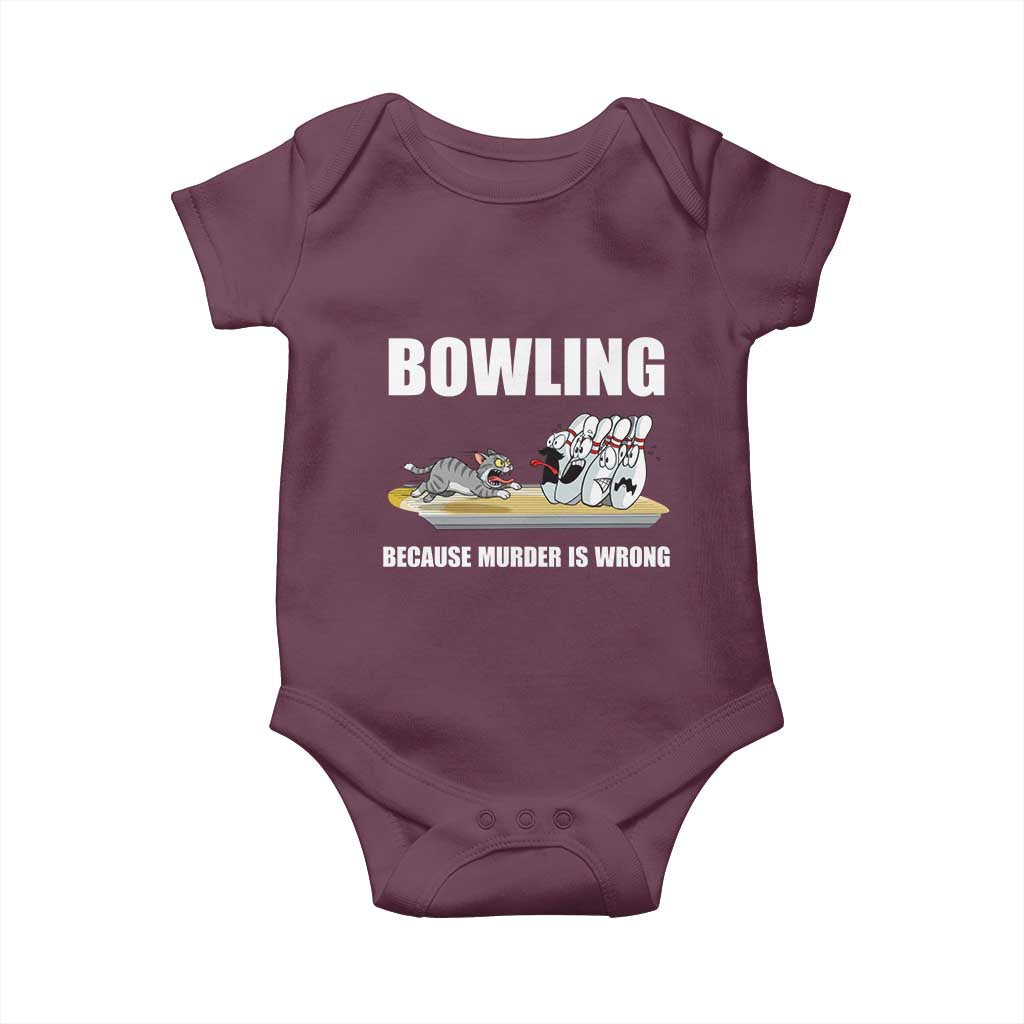 Funny Cat Baby Onesie Bowling Because Murder Is Wrong Gift - Wonder Print Shop