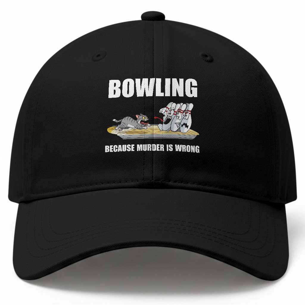 Funny Cat Baseball Cap Bowling Because Murder Is Wrong Gift