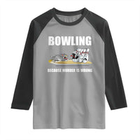Funny Cat Raglan Shirt Bowling Because Murder Is Wrong Gift - Wonder Print Shop