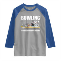 Funny Cat Raglan Shirt Bowling Because Murder Is Wrong Gift - Wonder Print Shop