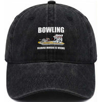 Funny Cat Washed Cotton Baseball Cap Bowling Because Murder Is Wrong Gift