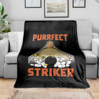 Funny Cat Bowling Gift Throw Blanket Purrfect Striker - Wonder Print Shop