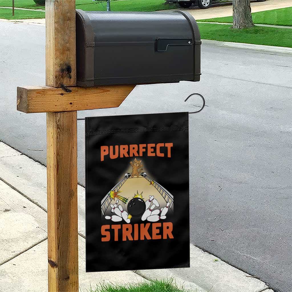Funny Cat Bowling Gift Garden Flag Purrfect Striker - Wonder Print Shop