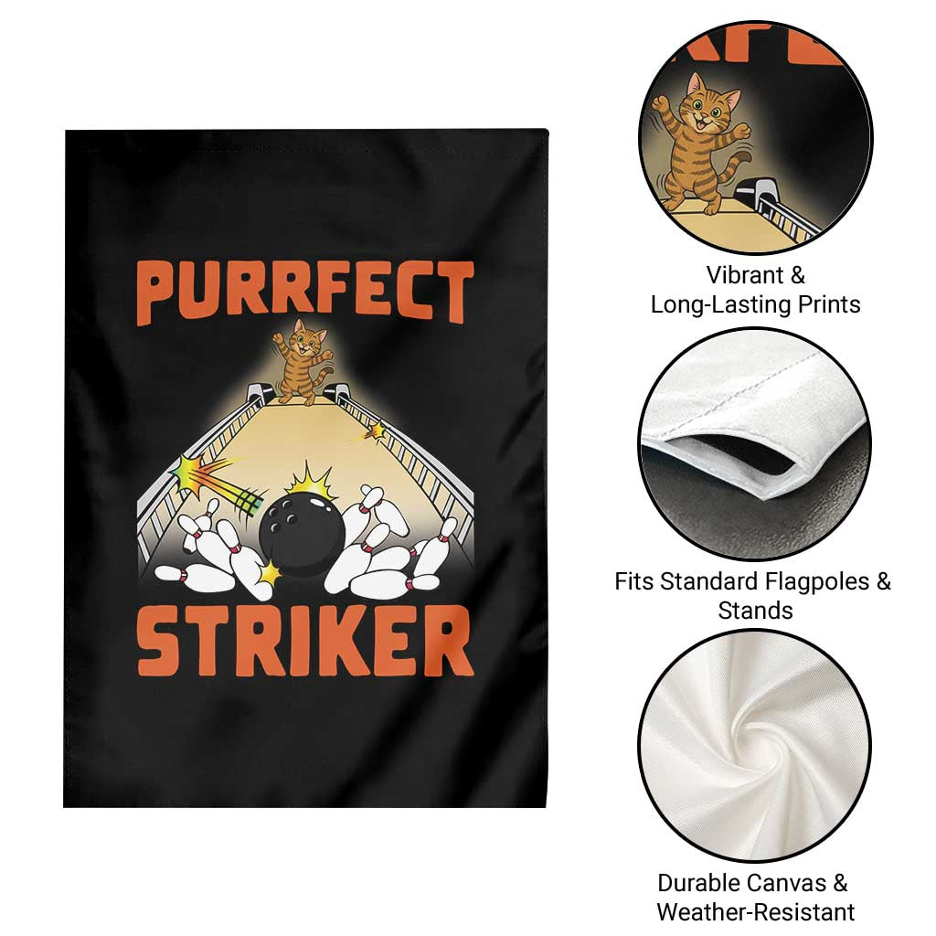 Funny Cat Bowling Gift Garden Flag Purrfect Striker - Wonder Print Shop