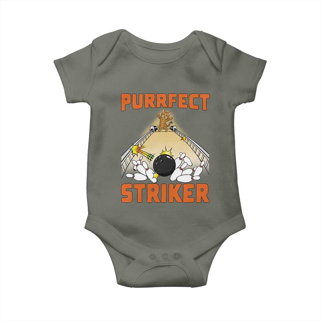 Funny Cat Bowling Gift Baby Onesie Purrfect Striker - Wonder Print Shop