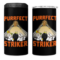 Funny Cat Bowling Gift 4 in 1 Can Cooler Tumbler Purrfect Striker - Wonder Print Shop