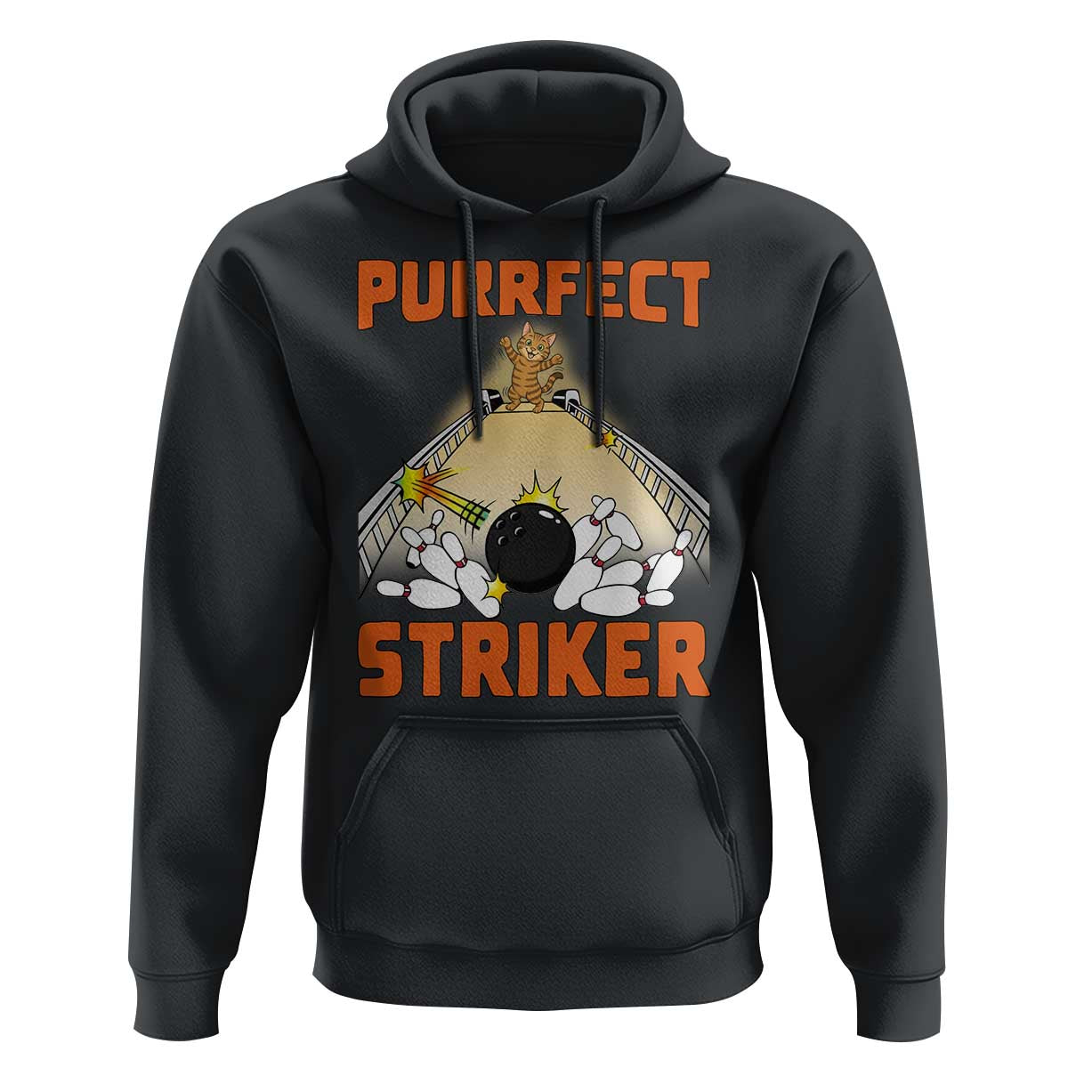 Funny Cat Bowling Gift Hoodie Purrfect Striker - Wonder Print Shop