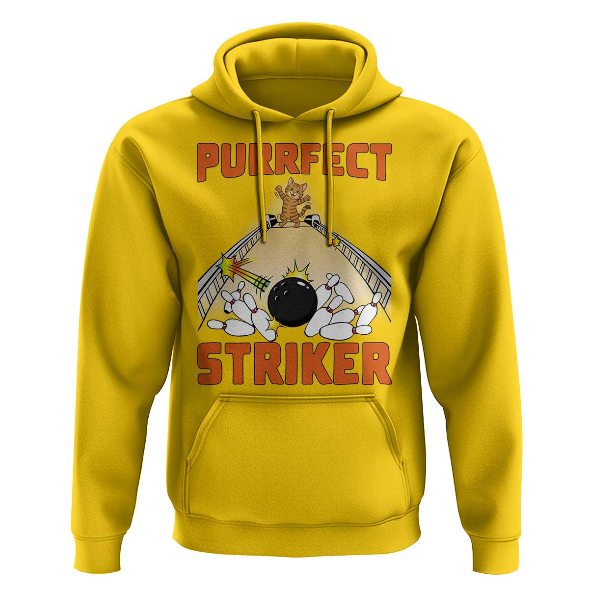 Funny Cat Bowling Gift Hoodie Purrfect Striker - Wonder Print Shop