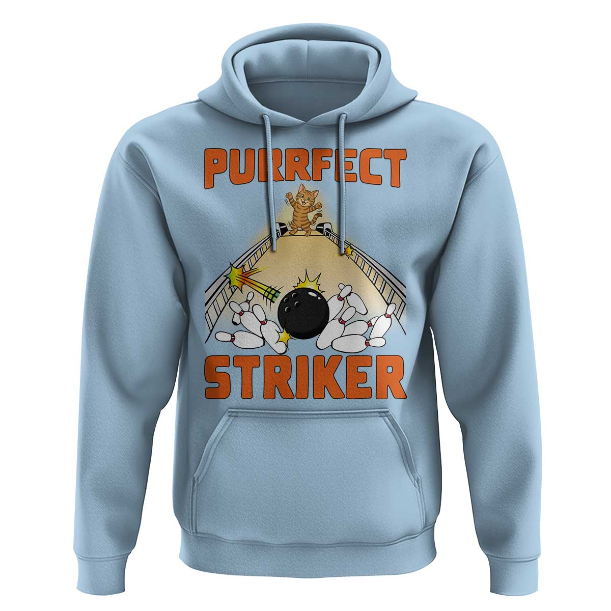 Funny Cat Bowling Gift Hoodie Purrfect Striker - Wonder Print Shop