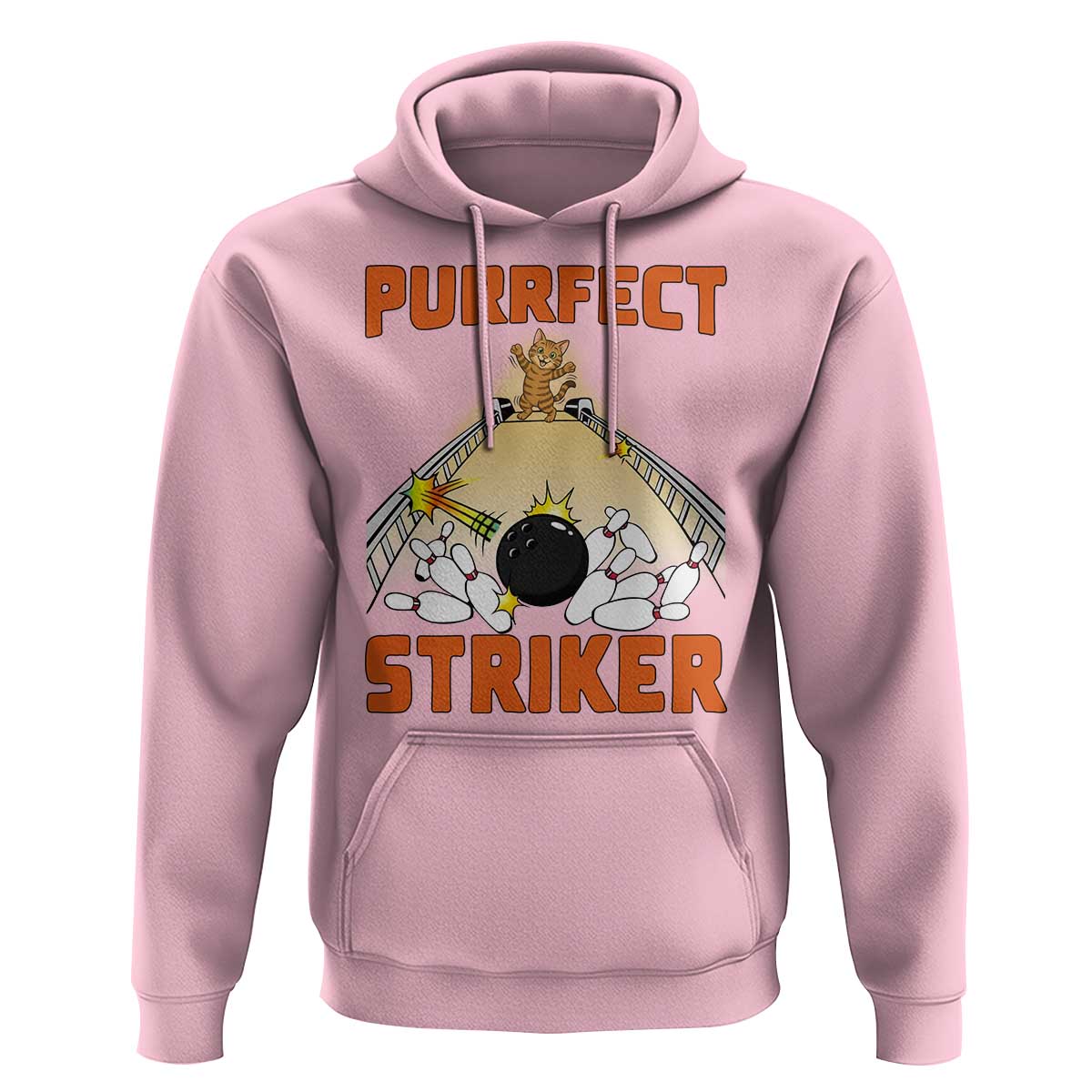 Funny Cat Bowling Gift Hoodie Purrfect Striker - Wonder Print Shop