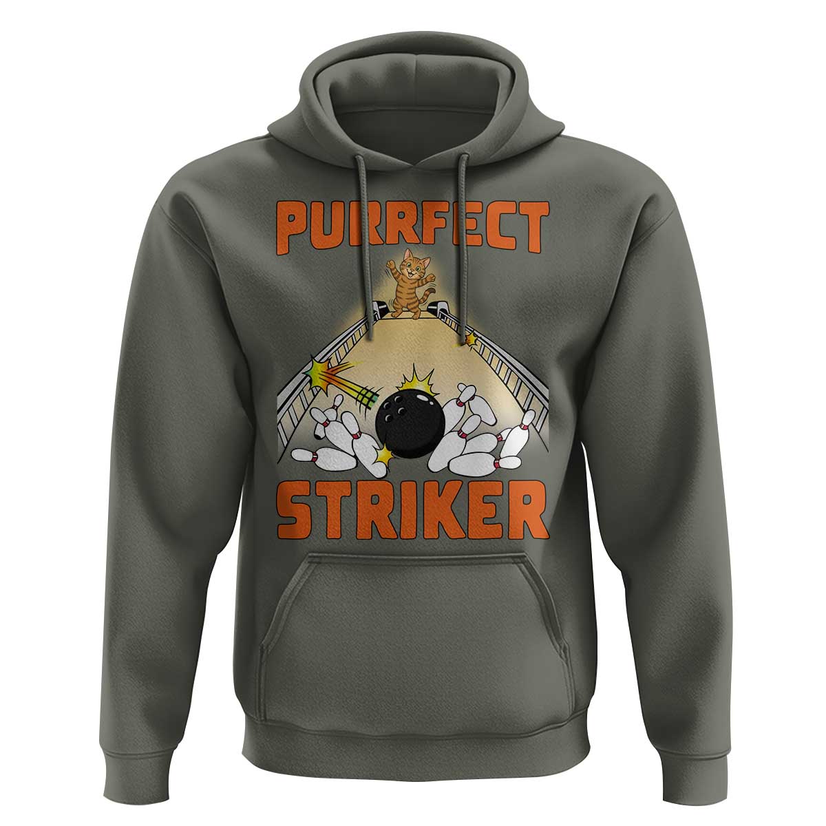Funny Cat Bowling Gift Hoodie Purrfect Striker - Wonder Print Shop