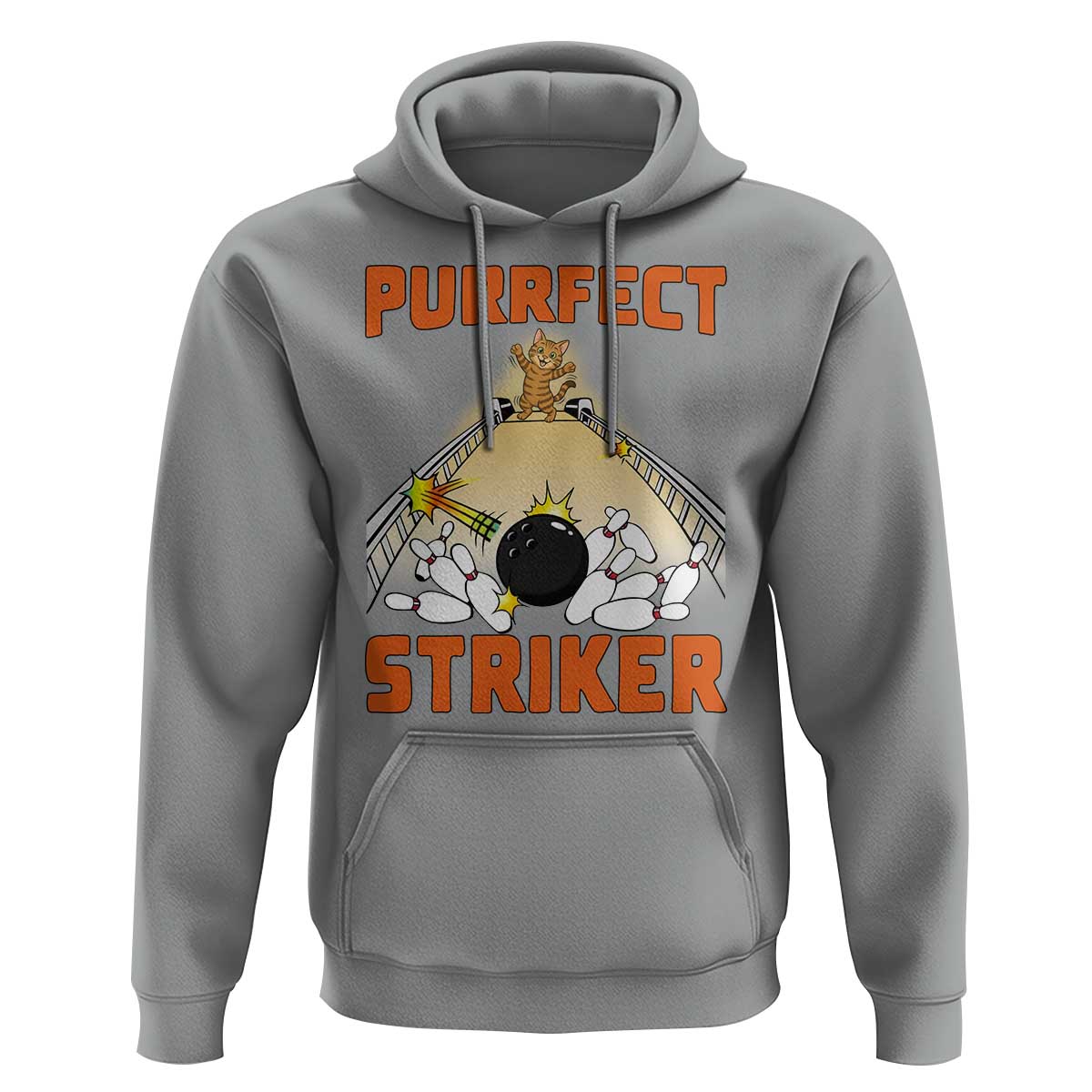 Funny Cat Bowling Gift Hoodie Purrfect Striker - Wonder Print Shop