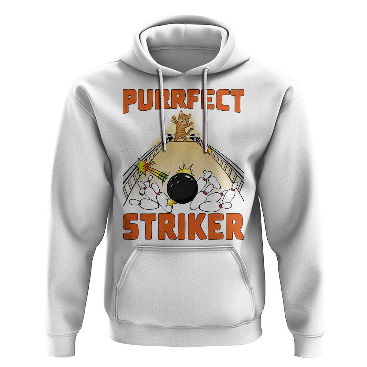 Funny Cat Bowling Gift Hoodie Purrfect Striker - Wonder Print Shop