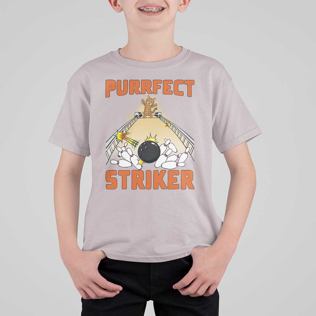 Funny Cat Bowling Gift T Shirt For Kid Purrfect Striker - Wonder Print Shop