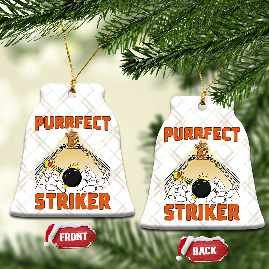 Funny Cat Bowling Gift Ceramic Ornament Purrfect Striker - Wonder Print Shop