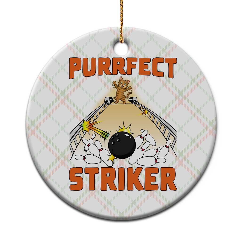 Funny Cat Bowling Gift Ceramic Ornament Purrfect Striker - Wonder Print Shop