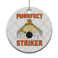 Funny Cat Bowling Gift Ceramic Ornament Purrfect Striker - Wonder Print Shop