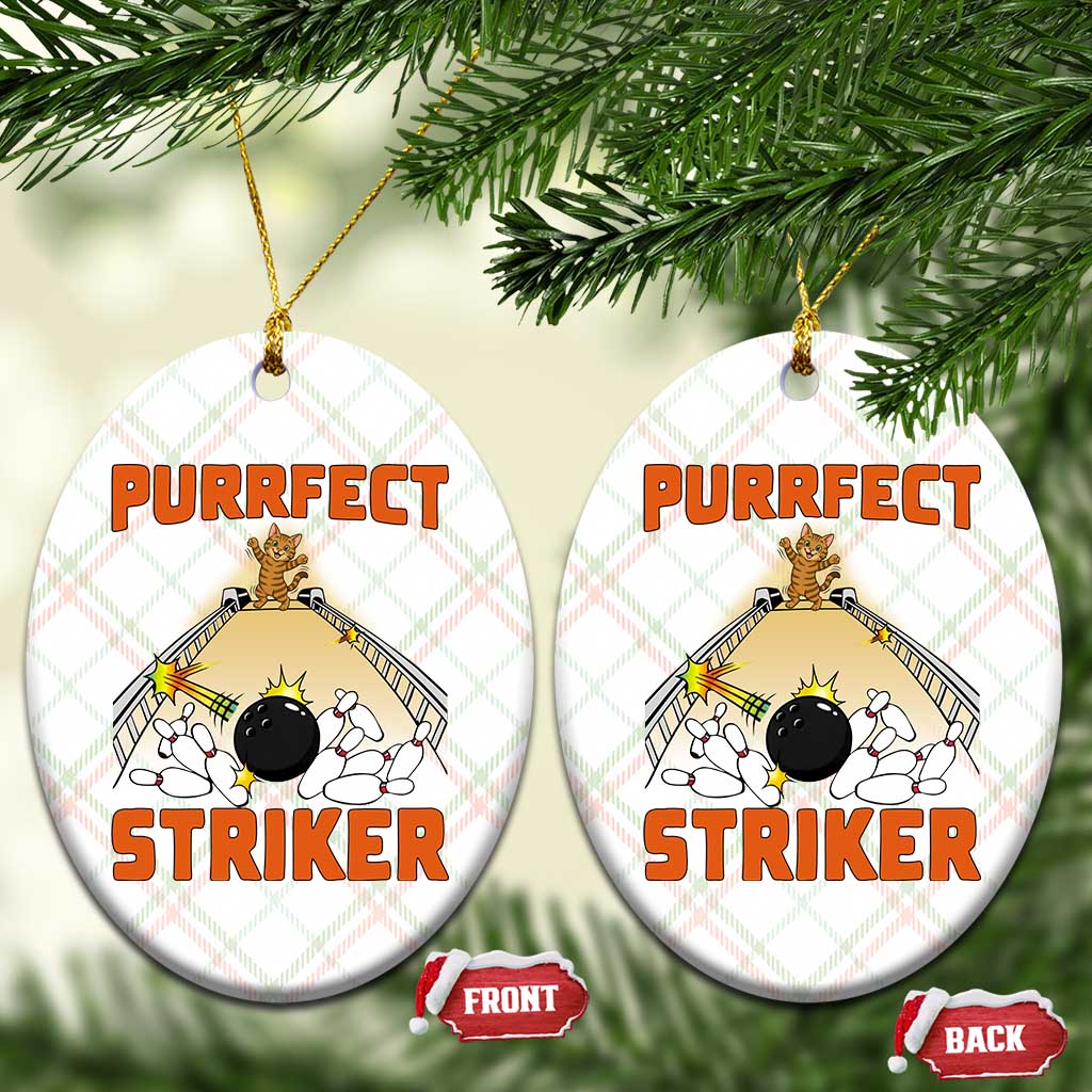 Funny Cat Bowling Gift Ceramic Ornament Purrfect Striker - Wonder Print Shop