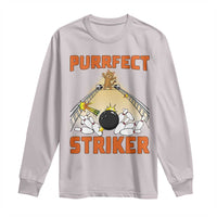 Funny Cat Bowling Gift Long Sleeve Shirt Purrfect Striker - Wonder Print Shop